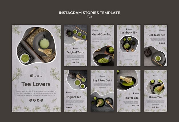 matcha tea instagram stories template