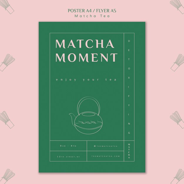 Matcha tea moment poster template