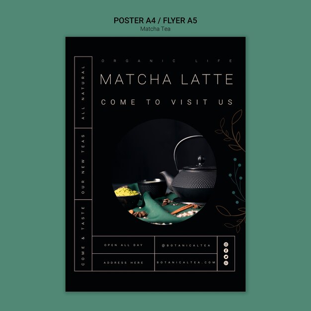 matcha tea poster flyer concept