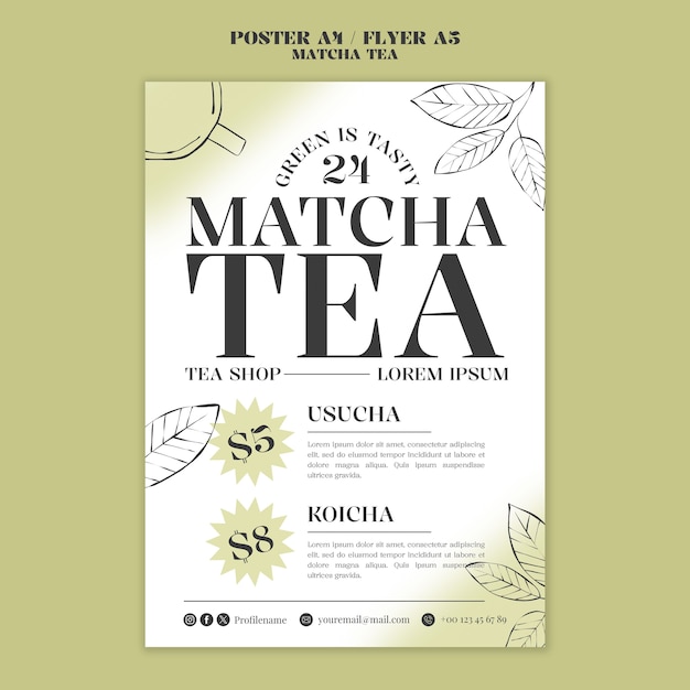 Modello di poster del tè matcha