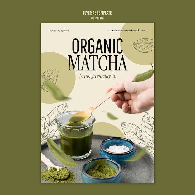 Free PSD matcha tea poster  template