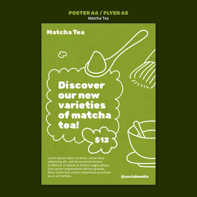 PSD gratuito modello di poster del tè matcha