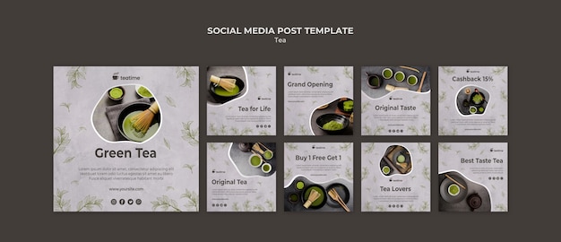 Matcha tea social media post template