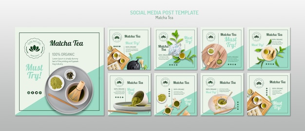 Matcha tea social media template