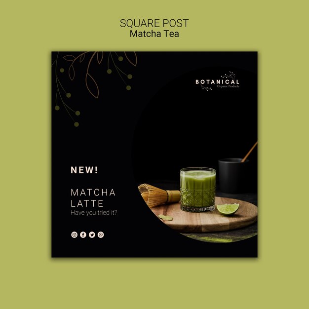 matcha tea square post concept