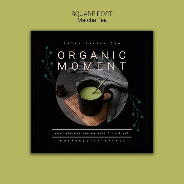 Free PSD matcha tea square post concept