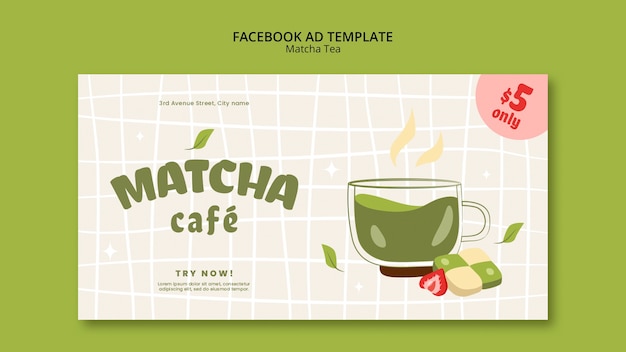 PSD gratuito disegno del modello del tè matcha