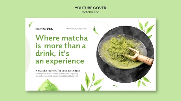 Modello per copertina youtube di tè matcha