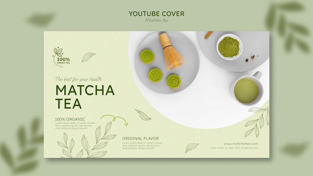 Free PSD matcha tea youtube cover template