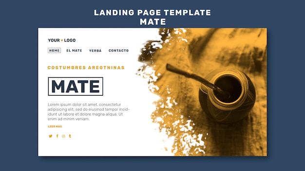 Free PSD mate concept landing page template