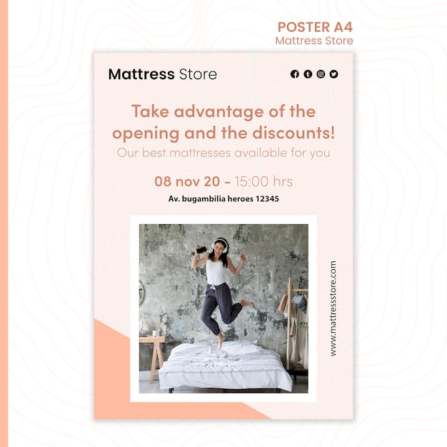 Free PSD mattress store ad poster template