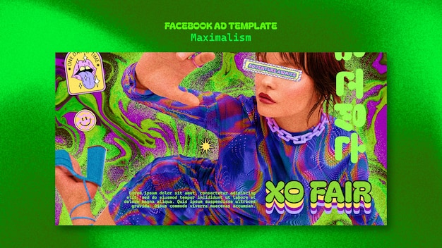 Free PSD maximalism concept facebook template