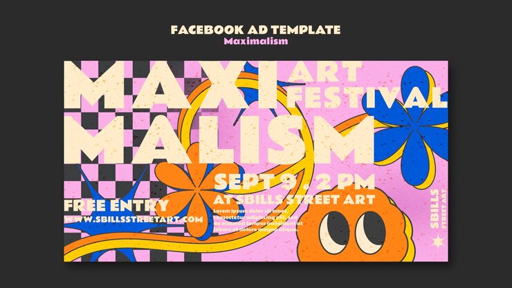Free PSD maximalism style facebook template