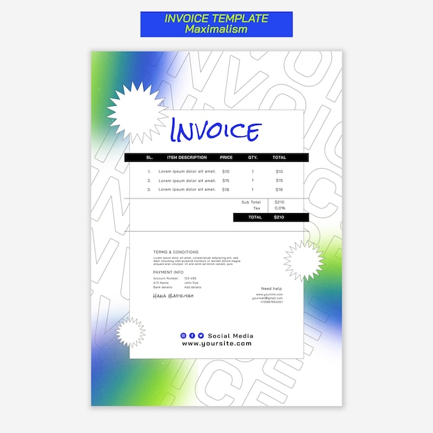 Free PSD maximalism style invoice template