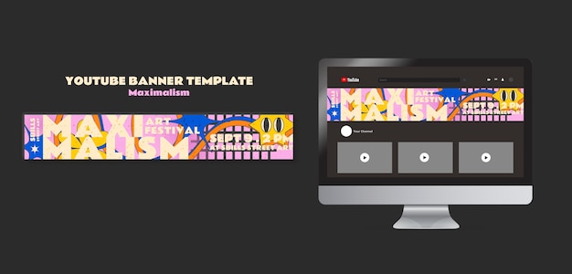 Maximalism style youtube banner template