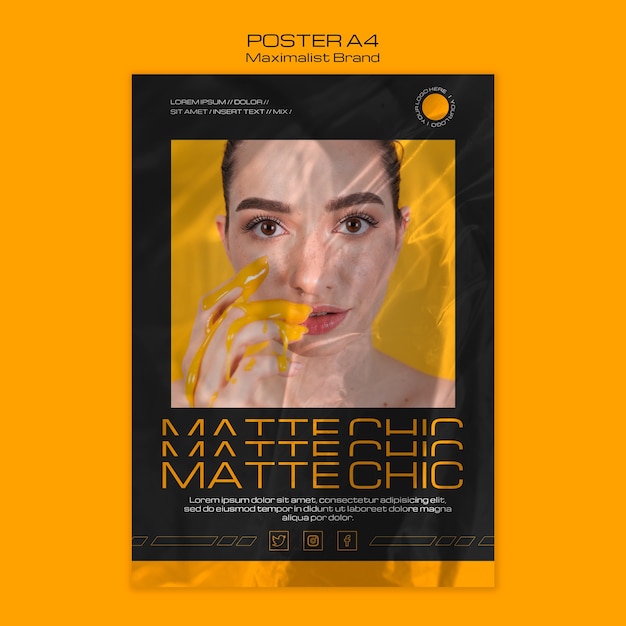 PSD gratuito modello di poster opachi chic di maximalist