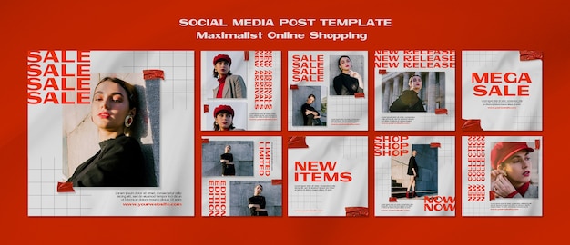 Free PSD maximalist online shopping social media posts template