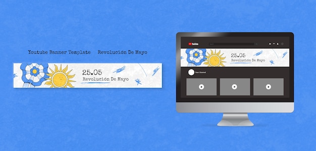 Free PSD may revolution youtube banner template