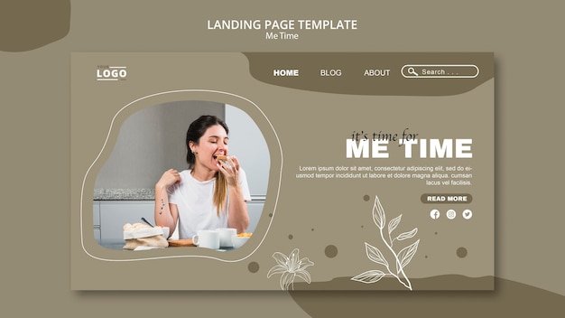 Free PSD me time landing page template