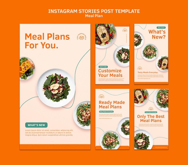 無料PSD 食事プランinstagramストーリーテンプレート