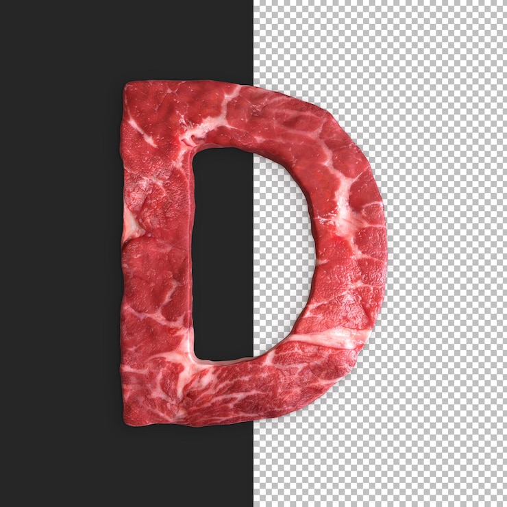 無料PSD 黒の背景に肉のアルファベット、文字d