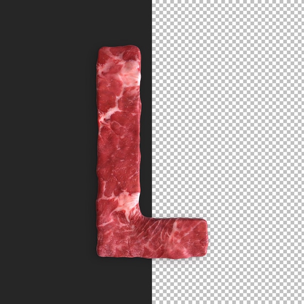 無料PSD 黒の背景に肉のアルファベット、文字l