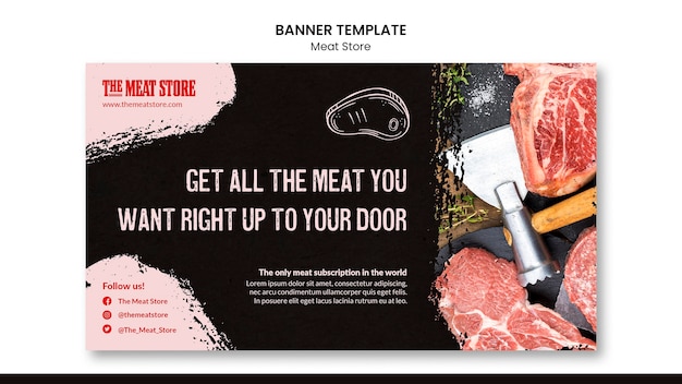 Бесплатный PSD Шаблон баннера концепции мясного магазина