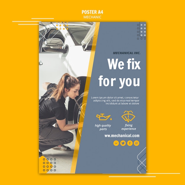 Free PSD mechanic assistance poster template