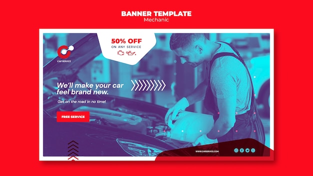 Free PSD mechanic banner template design