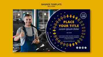 Free PSD mechanic business man with thumbs up banner