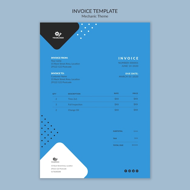 Free PSD mechanic concept invoice stationery template