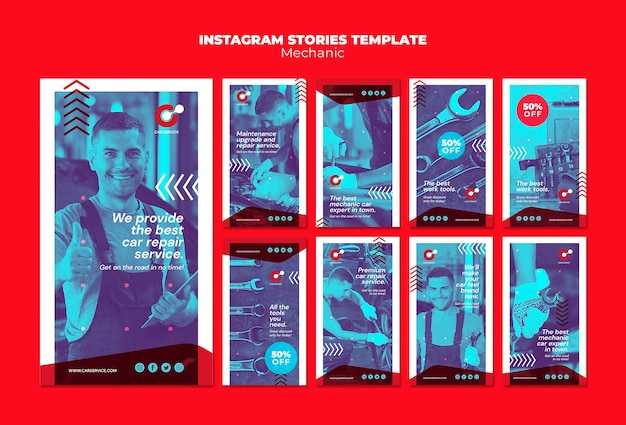 PSD gratuito modello di storie instagram meccanico