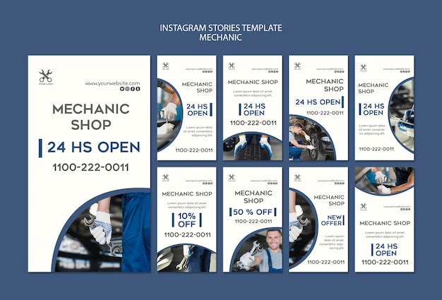 Free PSD mechanic shop instagram stories template