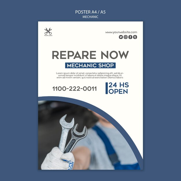 mechanic shop poster template