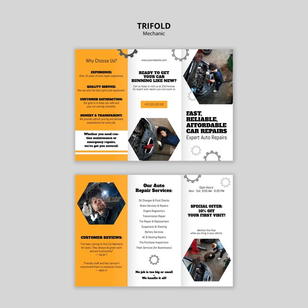 mechanic trifold banner template design
