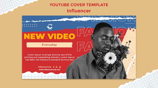 無料PSD メディアインフルエンサーとパーソナリティのyoutubeカバーテンプレート