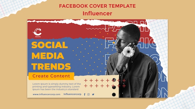 Free PSD media influencer and personality social media cover template