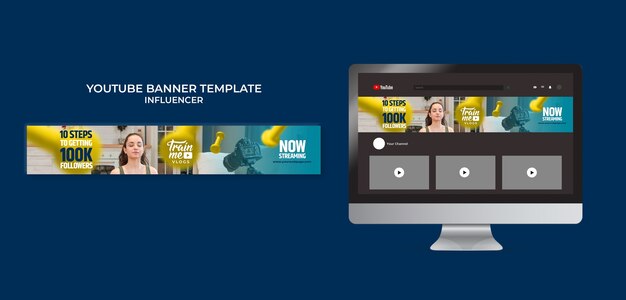 Media influencer and personality youtube banner template