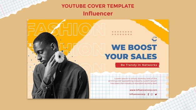 Free PSD media influencer and personality youtube cover template