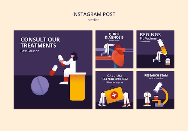 PSD gratuito post di instagram di assistenza medica