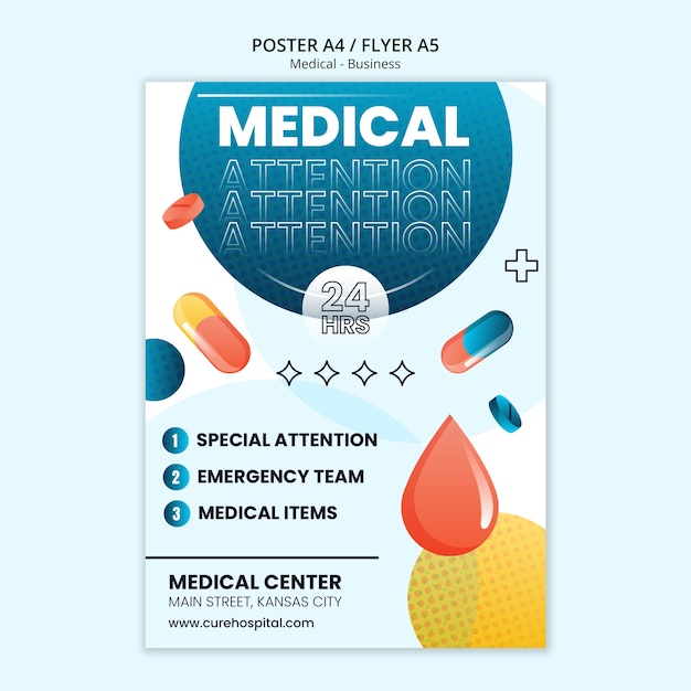 Free PSD medical aid poster template