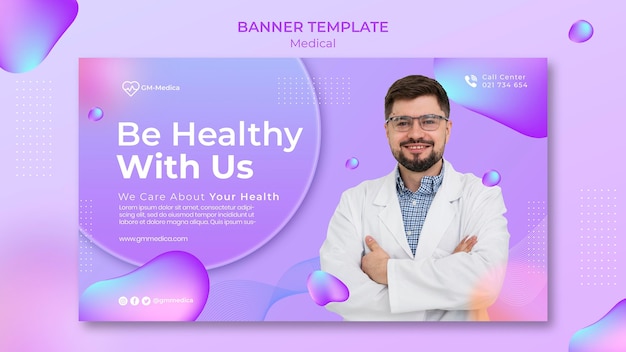 Free PSD medical banner template with photo