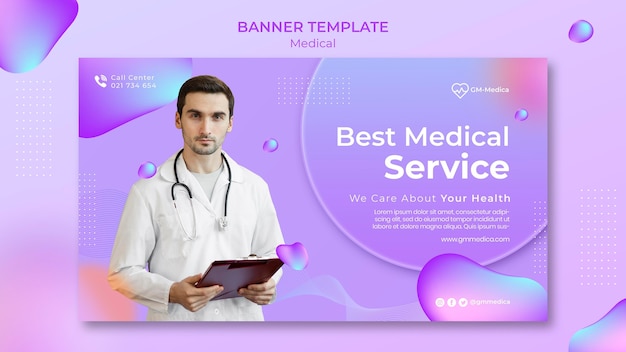 Free PSD medical banner template with photo