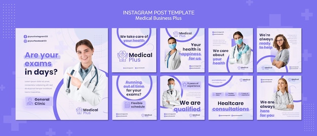 PSD gratuito raccolta di post di instagram di affari medici