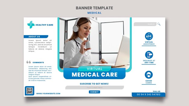 Medical care banner template design