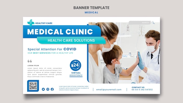 Medical care banner template design