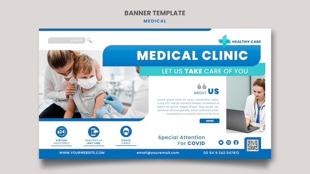 Free PSD medical care banner template design