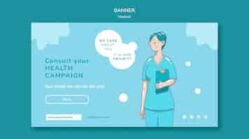 Free PSD medical care horizontal banner template