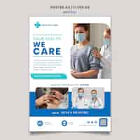 Free PSD medical care poster and flyer template design