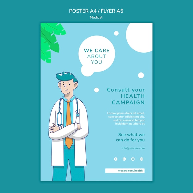 Free PSD medical care poster template